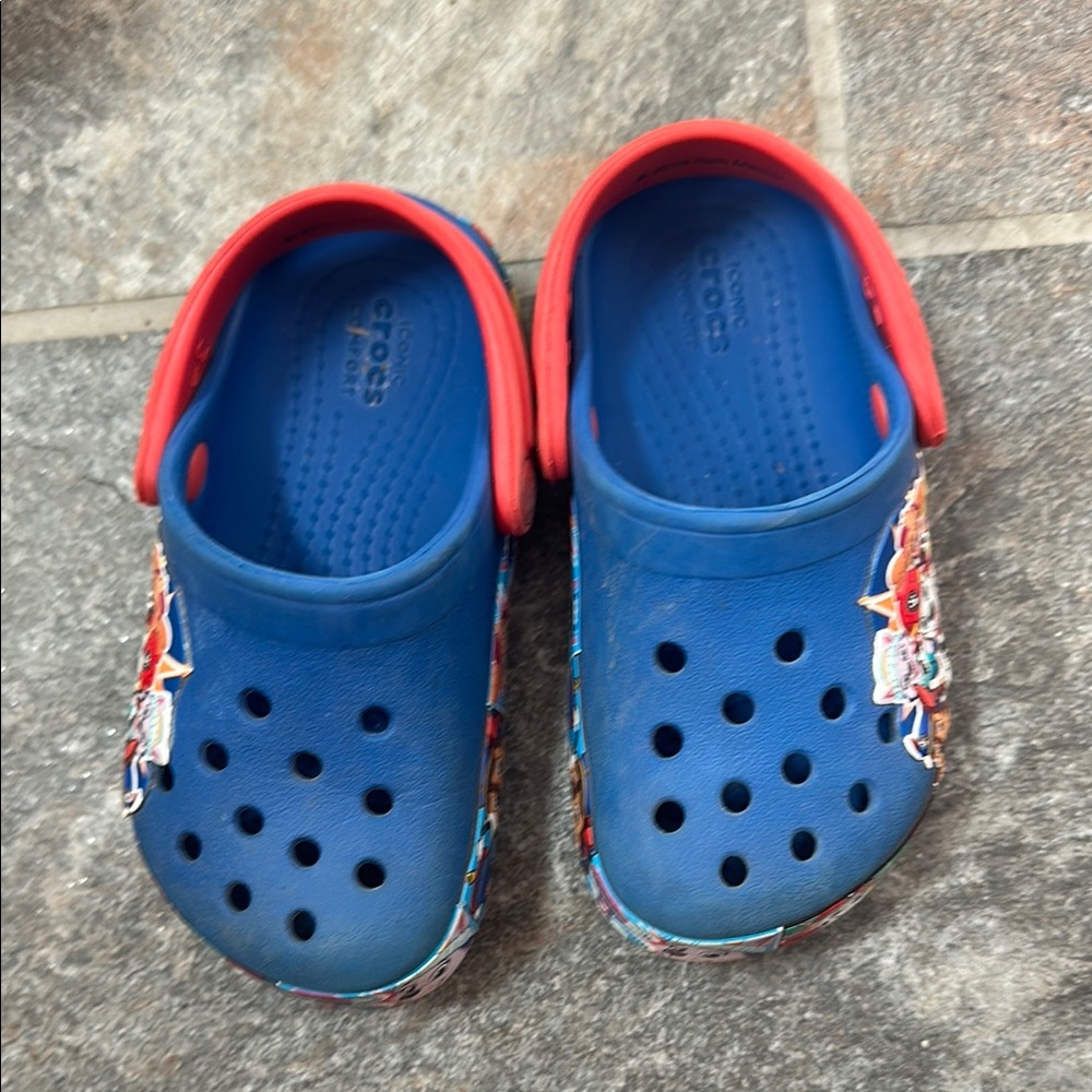 Crocs Kids Blue and Red Clogs